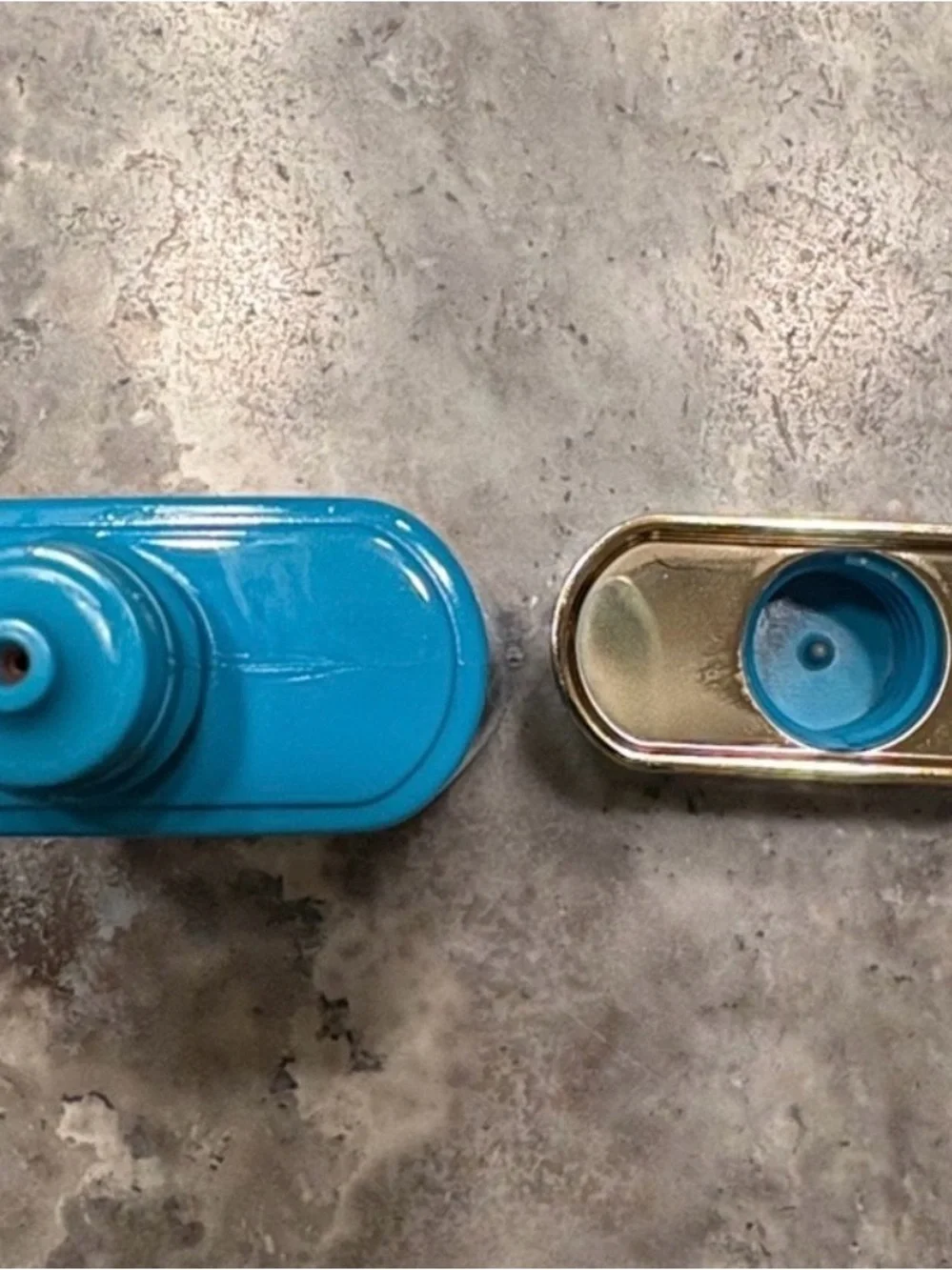 Westman Atelier Glossy Turquoise Blue Accessory Case with Gold Trim